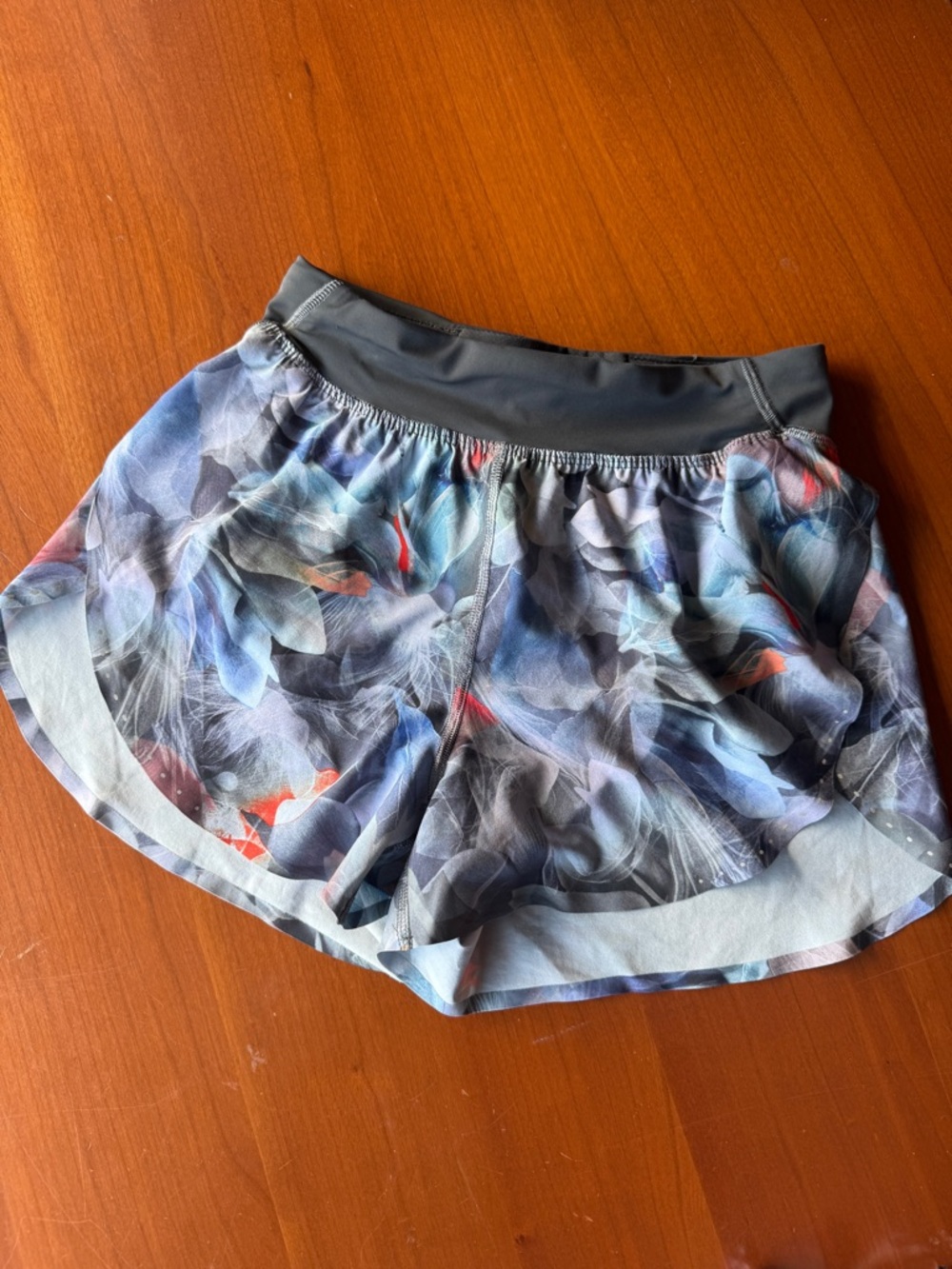 Lululemon athletica Floral-Pattern Athletic Shorts - Blue, Gray, Red